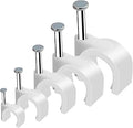 500pcs Cable Clips with Steel Nail in Cable Clips White 4mm 5mm 6mm 8mm 10mm Cable Wire Clips Cable Wall Clip Wire Staples Cord Clips for Wall Coaxial Cable Staples RG6 RG59 CAT6 RJ45 Wire Clips