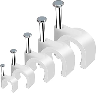 500pcs Cable Clips with Steel Nail in Cable Clips White 4mm 5mm 6mm 8mm 10mm Cable Wire Clips Cable Wall Clip Wire Staples Cord Clips for Wall Coaxial Cable Staples RG6 RG59 CAT6 RJ45 Wire Clips