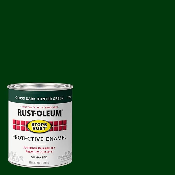 Rust-Oleum 7738502 Stops Rust Brush On Paint, Quart, Gloss Hunter Green