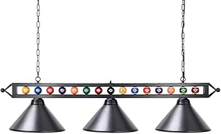 Wellmet 3 Light Billiard Pool Table Lights, 59" Pool Table Lighting for 7'-8' Table, Modern Kitchen Island Pendant Light with Matte Metal Shade, Billiard Light Fixture for Pool Table, Game Room