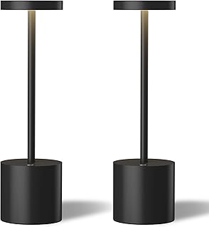 TBBGA LED Cordless Table Lamps Set of 2,Portable Rechargeable 5000mAh Outdoor Table Lamp,3 Color Stepless Dimming Battery Powered Lamp, Table Light for Dinner/Patio/Restaurant/Bedroom.(Black)