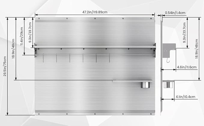 48"x 30" Stainless Steel Backsplash, Range Backsplash with Storage Shelf & Knife Rack, Stainless Steel for Stove Wall Shield with Pre-Drilled Holes