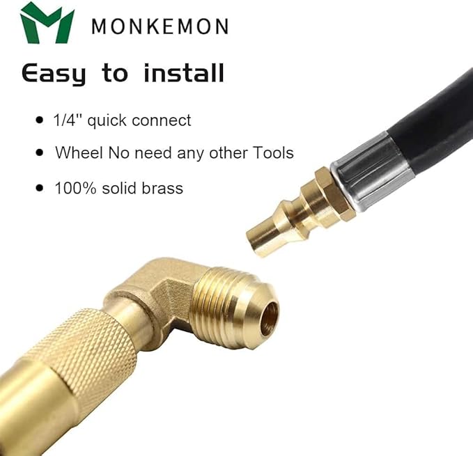 8FT Propane Quick Connect Hose RV to Grill, Propane Elbow Adapter with Extension Hose For Blackstone 17" and 22" Griddle, Camp Chef Stove, Portable Fire Pit