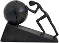 Briskfeel Man with Sphere Iron Statue Metal Sisyphus Sculpture Sportsman Art Metal Ornament Figurine Home and Office Decor (B2 Strong)
