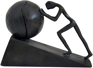 Briskfeel Man with Sphere Iron Statue Metal Sisyphus Sculpture Sportsman Art Metal Ornament Figurine Home and Office Decor (B2 Strong)