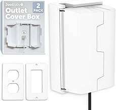 Jool Baby Outlet Cover Box for Child Safety (2 Pack) Duplex & Decorator Electrical Outlet Plates, Concealed Access Buttons, and Spacious Compartment