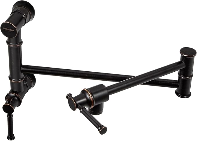 Oil Rubbed Bronze Pot Filler, Lava Odoro Contemporary Pot Filler Faucet Two-Attachment Wall Mount Folding Kitchen Pot Filler Faucet with Swing Arm, PF312-ORB