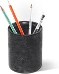 Marble Pencil Pen Holder for Desk,Makeup Brush Holder, Stand for Desk Marble Pattern Pencil Cup for Kids Durable Organizer Ideal Gift for Home, Office(Black)