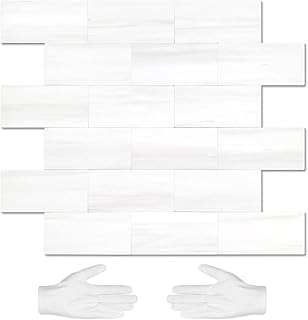 STICKGOO 20-Sheet Subway Tile Peel and Stick Backsplash, Seamless Design Matte Dolomite Kitchen Backsplash Wall Tiles, PVC Stick on Backsplash for Kitchen, Bathroom, RV, Fireplace