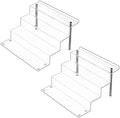 Acrylic Display Risers Shelf for Pops Figures, Clear 4-Step Display Stand for Display Or Collection( 12 X 9 in) (large-2 pack)