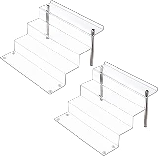 Acrylic Display Risers Shelf for Pops Figures, Clear 4-Step Display Stand for Display Or Collection( 12 X 9 in) (large-2 pack)