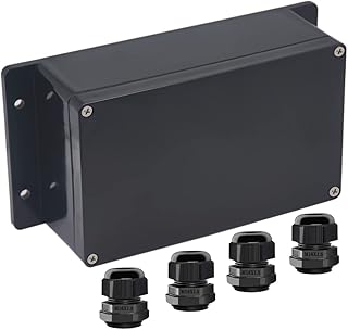 Junction Box IP65 Waterproof ABS Plastic Electrical Project Case Power Junction Boxes, Project Box with Fixed Ear Black 7.87 x4.72 x2.95 inch (200x120x75 mm)