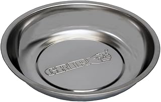 GRIP 6" Stainless Steel Magnetic Parts Tray - Secure Nuts, Bolts, Screws, Sockets, Fasteners, Tools - Solid Steel - Garage, Workshop, Office, Tool Shed