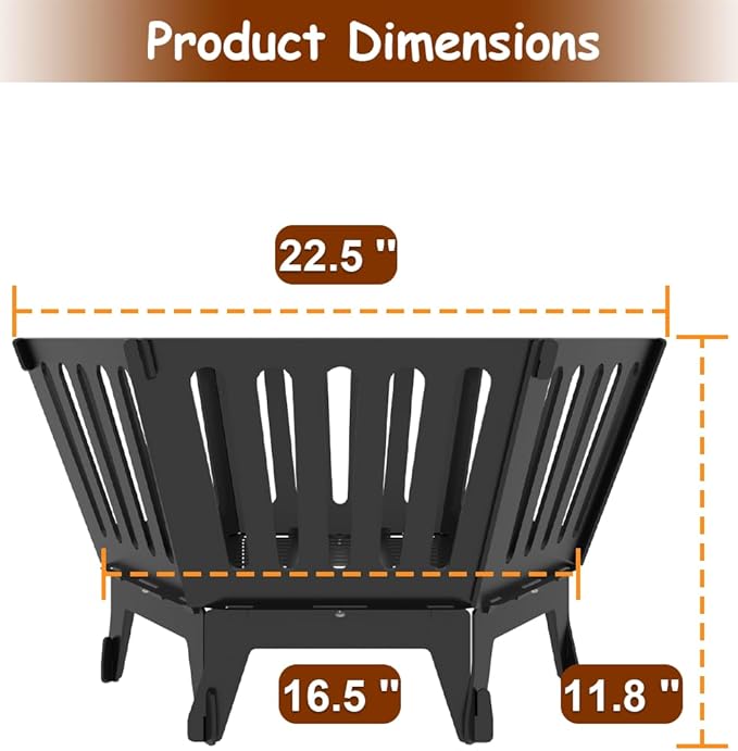 22.5 Inch Portable Hexagon Fire Pit with Travel Bag — Smokeless Patented Design Outdoor Wood Burning Fire Pit for Camping, Backyard, Patio, Bonfire, Picnic and BBQ, Vertical Hollow Style