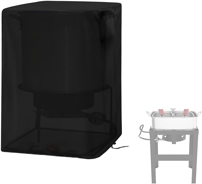 Outdoor Deep Fryer Cover Fit for Nexgrill 18 Qt. Aluminum Fish Fryer / for OuterMust Deep Fryer Pot, Waterproof Propane Fryer Cover for Outdoor Cooking -(17x14x25 inch)