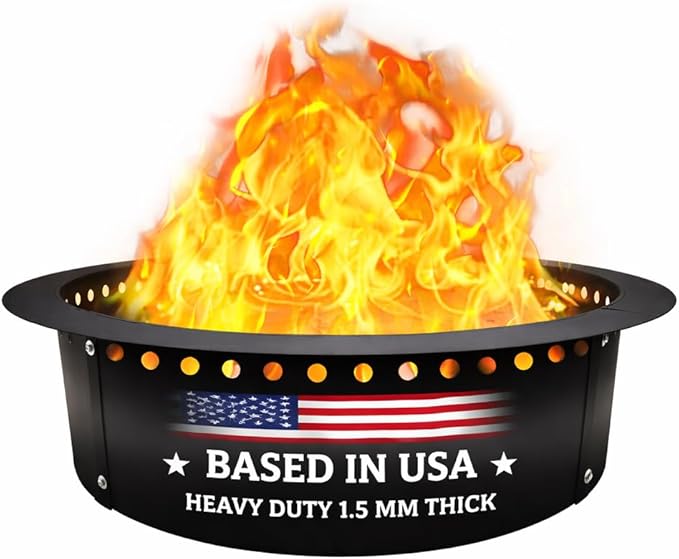FEBTECH Smokeless Fire Ring 45" - Carbon Steel Outdoor Firepit Ring with Heat Resistant Coating - The Ultimate Smokeless Firepit Insert for DIY Bonfires, Family Gatherings, and Outdoor Camping