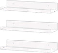 Weiai Clear Acrylic Shelf 15" Invisible Floating Wall Ledge Bookshelf, Kids Book Display Shelves Wall Mounted (15 Inch 3Pack)