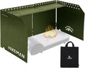 HIKEAMN Camping Stove Windscreen - Outdoor Folding Gas Stove Windshield,Camping Wind Blocker with a Storage Bag for Camping,Hiking,Picnic,Cooking (Army Green)