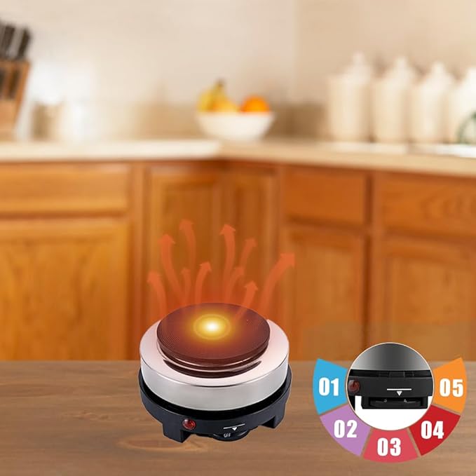 Tiiyee Small Hot Plate Mini Hot Plate, 500W Hot Plate Electric Moka Pot 110V Single Burner Portable Stove Cooktop Coffee Heater Water Heat Adjustable Temperature for RV Dorm Outdoor Camping Kitchen