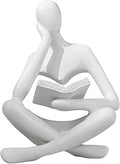 Gold Reading Women Statue, Thinker Sculptures, Abstract Art Ornament, Modern Aesthetic Figurine Decoration, Suitable for Home Living Room Bedroom Office Shelf Table Desk Bookshelf Decor (White Left)