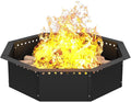 Mocomax Smokeless Fire Pit Ring 28-Inch Outer 24-Inch Inner Diameter, Large Solid Steel Firepit Liner for Outside Wood Burning, DIY Campfire Ring Above or In-Ground for Outdoor, Octagonal
