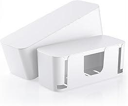 Delamu 2 Pack Cable Management Box, Stylish Cable Box with Cord Organizer for Desk, Pet & Child-Proof Power Strip Hider Box and Floor Cord Covers, Ideal for Home & Office, Durable Cable Organizer Box