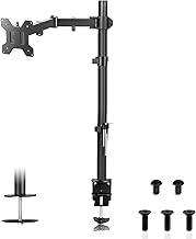 Suptek Single Monitor Arm Desk Mount Fully Adjustable Monitor Stand for 1 / One Screen up to 32 inch Extra Tall 31.5 inch Pole,Black (MD6821)