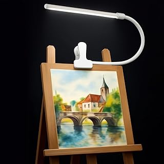 White LED Easel Lamp Clip-On Art Light for Artists - 3 Colour Modes, 10-Level Dimmable Eye-Care Desk Lamp, Flexible 360° Gooseneck, USB Powered for Painting, Drawing, Headboards, Drafting Tables