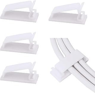 SOULWIT® 50 x Self-Adhesive Cable Management Clips for USB Cable TV, Charger, Audio, Wire Clamp for Table, Car, Office, Home