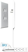 Sleek Socket Original & Patented Flat Ultra-Thin Outlet Concealer with Extension Cord Kit, Multi Outlets Power Strip, Ideal for Home Improvement, Hide Bulky and Messy Cords, 3ft