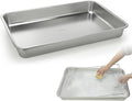 LANMU Stainless Steel Oven Rack Cleaning Tray, Large Capacity Soaking Tray for Grill Grates, Roasting Pans, Cooling Racks, Air Fryer Parts and More, Reusable & Leak-proof Oven Shelf Cleaning Tool