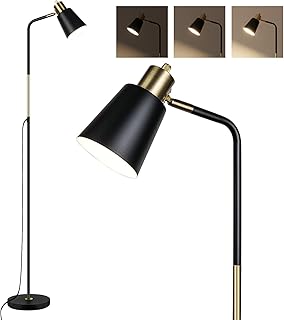 LALISU Floor Lamp, Industrial Floor Lamps for Living Rooms Rustic Farmhouse Reading Standing Floor Lamp Adjustable Metal Heads Indoor Task Lighting for Living Room Bedroom Office Home Décor (Black)