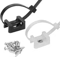 75 Pcs Cable Zip Ties Base Saddle Type Mounts with 6 Inch & 0.19 Inch Cable Ties and Stainless steel Screw, Anchor Wire Cable Clips Organizer Holders Clamps fasteners (Black/White)
