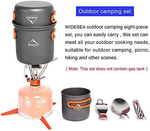 widesea 8PCS Camping Cookware Mess Kit Backpacking Outdoor Lightweight with Pot Pan Tableware