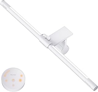 Quntis Monitor Light Bar with Remote, Eye-Care No Glare, Space Saving Home Office Desk Lamp, White, Stepless Dimming, Easy Setup LED Computer Light Backlight for Curved Gaming Monitors Reading Study