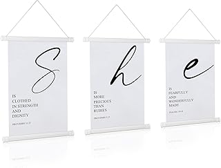 3 Pcs Woman Bible Verses Wall Art Inspirational Quotes Saying Christian Scripture Biblical Framed Decor with Verse Proverbs 3:15 Motivational Quotes for Nursery Home Office, 7.9 x 11.8 Inches(Simple)