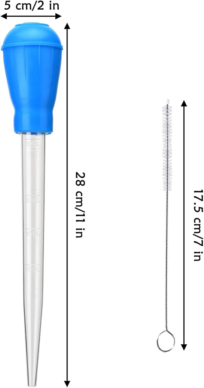 TXIN 5 Pieces 30ml/1oz Turkey Baster with 5 Cleaning Brush, Plastic Syringe Baster with Silicone Pump Head, Heat-resistant Meat Marinade Injector with Measurments for BBQ Grill Baking Kitchen Cooking