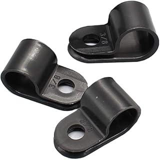 100 Pieces 3/8 Inch (9.5mm) Nylon R-Type Cable Clips Wire Clamp R-Type Cable Clamp R-Shaped Cord Organizer Clips Nylon Wire Cord Clip Fixer for 3/8 Inch Outer Diameter Wire or Tube, Black