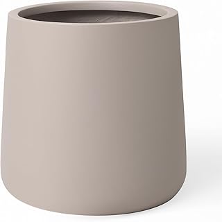 KUTE NEST 14" H x 13.7" D Premium Conico Fiberstone Planter with Drainage Hole, Smooth Finishes, Weather Resistant for Indoor and Outdoor Use, Included 2 Extra Coco Mats (Taupe, 10.6" Pot Opening)