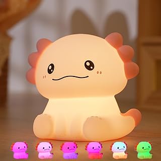 Axolotl Cute Night Light, Axolotl Lamp with 7 Colors Gifts Rechargeable Light Table Lamp Bedside Lamp,LED Animal Silicone Sleep Night Lamp Cute Room Decor Night Light for Sleep