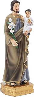 Galiyen St. Joseph and Child Jesus Statues, Hand-Crafted 8 Inch Saint Joseph Resin Figurines, Catholic Religious Renaissance Collection Decoration, Religious Gift