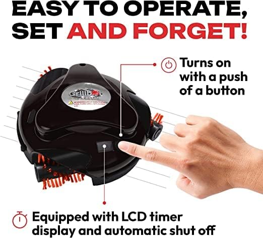 Grillbot Automatic Grill Cleaning Robot with Nylon Brushes, BBQ Grill Cleaner, Grill Brush, Grill Scraper, BBQ Accessories (Black, Grillbot Only)