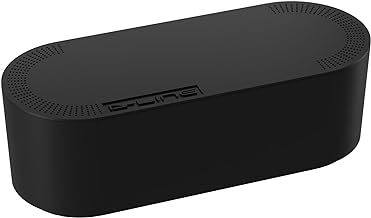 D-Line Cable Management Box, Power Strip Holder, Floor Outlet Hiders, Desk Cord Organizer, Cover TV Wires, Wire Storage, Extension Hider, Office Concealer for Cords, Baby Proof Cables - Large, Black