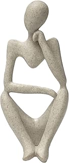 prosfalt Sandstone Resin Thinker Style Abstract Sculpture Statue Collectible Figurines Home Office Bookshelf Desktop Decor(Sandstone - Right Reverie)