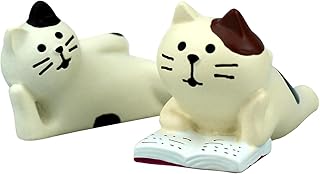 RAQWI Cute Mini Lazy Cat Reading Book Figurine Resin Cat for Office, Home Decoration Perfect Cute Cat Gift for Cat Lovers
