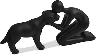 Cute Dog Sculpture Dad Gifts for Men,Abstract Figurines Decor for The Home, Room,Shelf,Bedroom,Pet Statues Decorations for Dog Lover (Black)