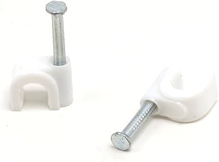 THE CIMPLE CO Single Coaxial Cable Clips 1/4 in - Indoor/Outdoor Cable Fasteners for Coax, Ethernet, CAT, Wires, and Tubing - Wire Clips with Nails 1/4 Inch (6mm) - 50 PCS, White