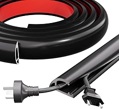 Kneelisa 4FT Side-Open Extension Cord Covers for Wires on Floor,Silicone Power Cable Protector Cord Hider Management Strip,Hide Electric Wire on Carpet,Chord Runner Protective Safety,Black