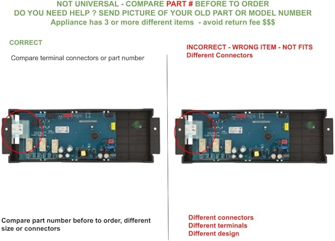 W11342871, W11432568, W11511589 CKD511589X compatible with Whirlpool Range Control Board (Black) fits old number W11594224