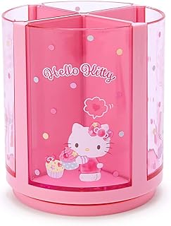 Sanrio 213110 Pink Plastic Hello Kitty Kitty Pen Stand 360 Degree Rotating Pen Stand Pen Holder Cosmetic Makeup Brush Tulle Pet Character